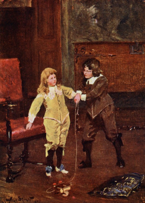 Oliver og Charles (farve litho) af Allan (after) Stewart