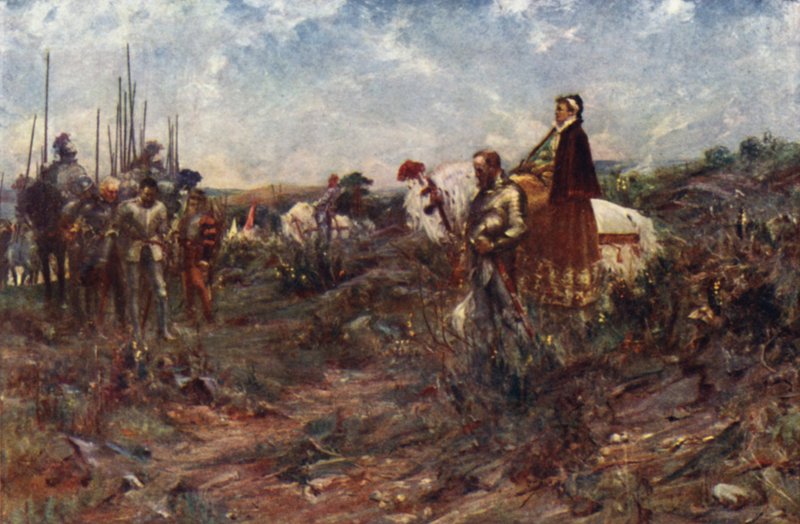 Queen Mary ved Carberry Hill (farve litho) af Allan Stewart