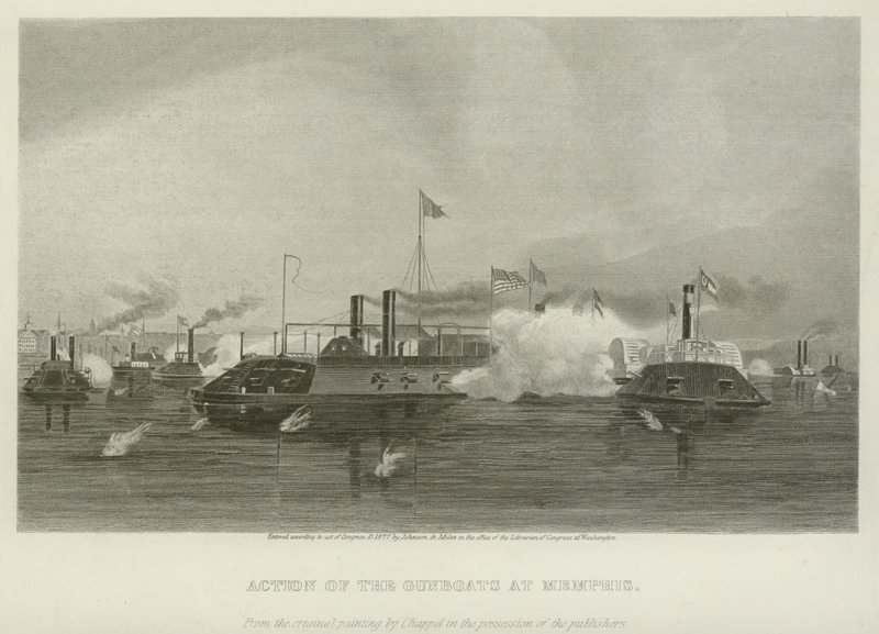 Kanonbådenes handling i Memphis, 1862 af Alonzo Chappel