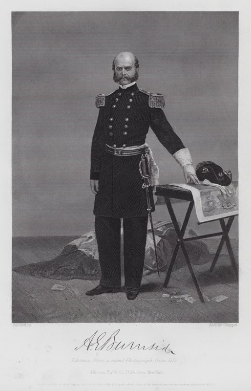 Ambrose Everett Burnside (gravering) af Alonzo (after) Chappel