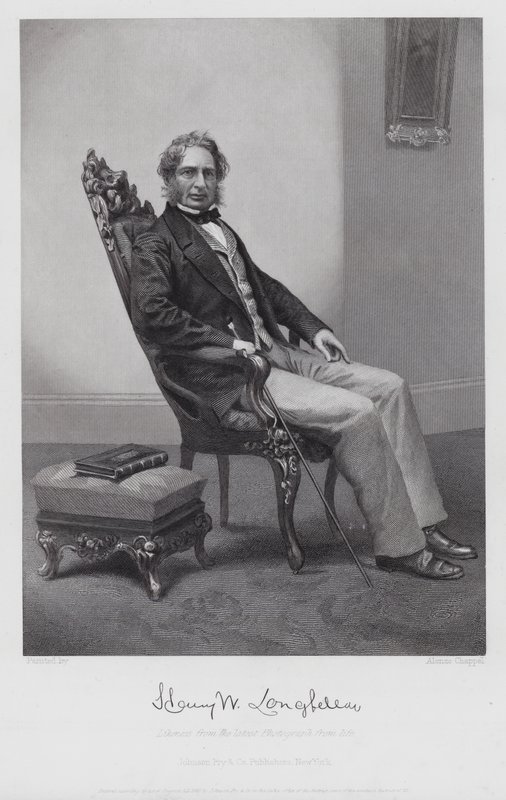 Henry Wadsworth Longfellow (gravering) af Alonzo (after) Chappel