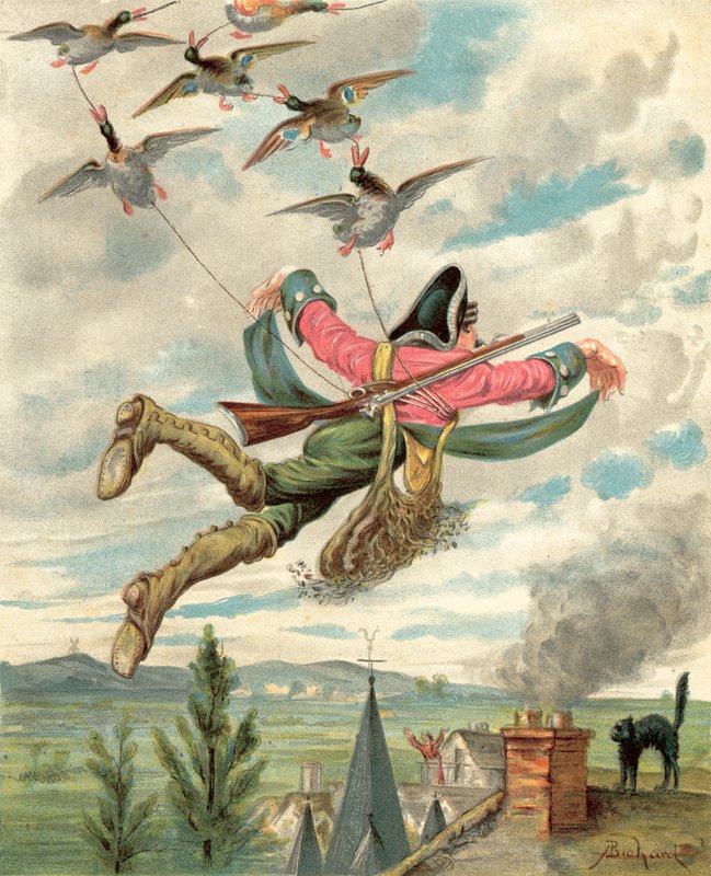 Baron Munchausens eventyr (chromolitho) af Alphonse Adolphe Bichard