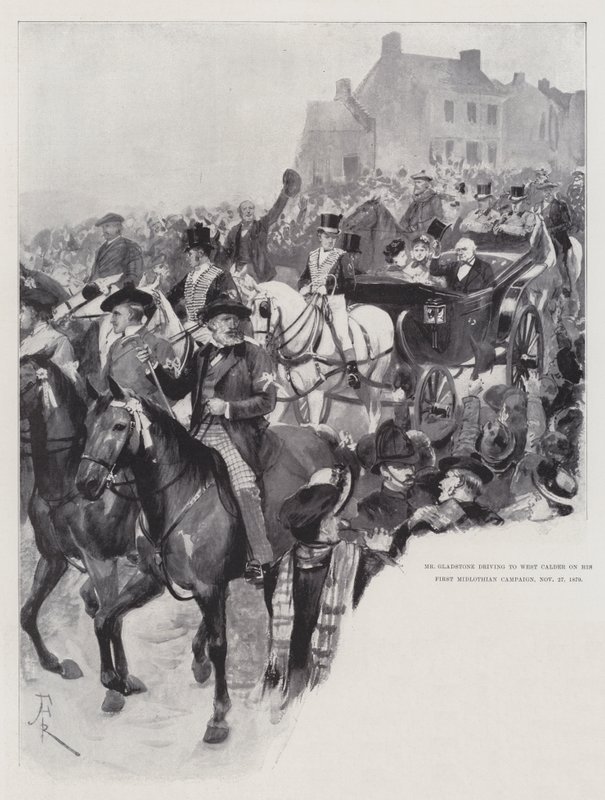 Mr Gladstone kører til West Calder på sin første Midlothian-kampagne, 27. november 1879 af Amedee Forestier