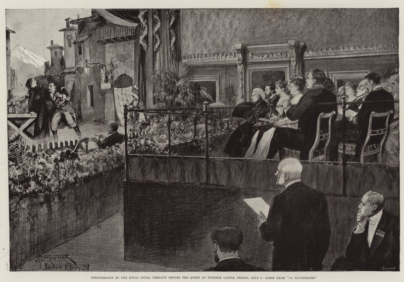 Opførelse af Royal Opera Company for dronningen på Windsor Castle, fredag den 6. juli, scene fra La Navarraise af Amedee Forestier