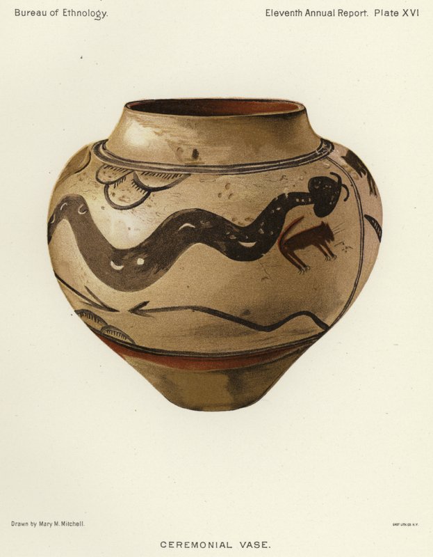 Ceremoniel vase (farve litho) af American School