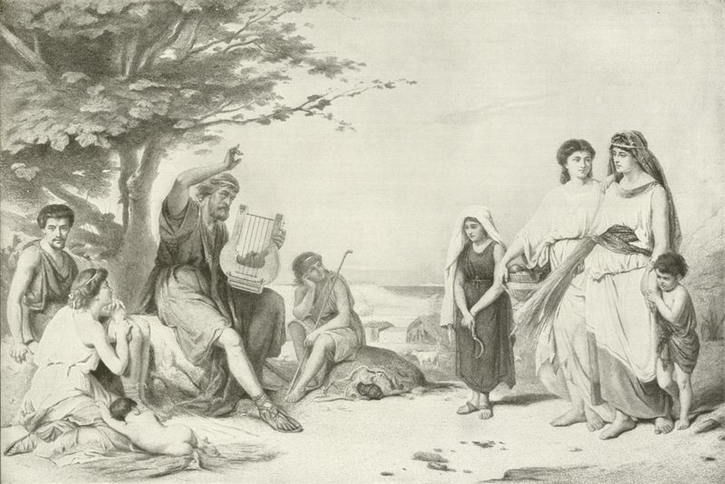 Homer reciting the Iliad (gravure) af American School