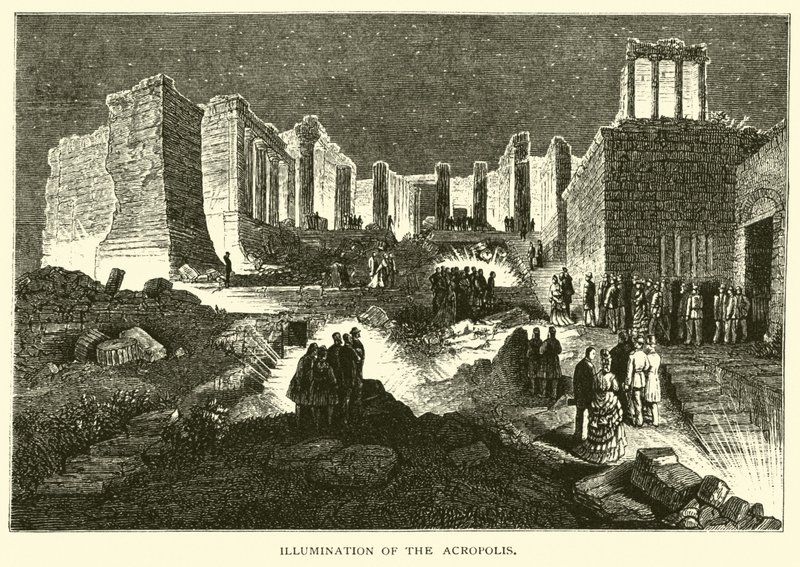 Belysning af Akropolis af American School
