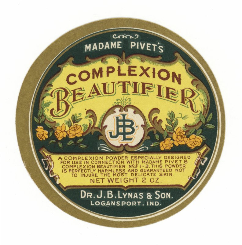 Madame Pivets Complexion Beautifier, etiket af American School