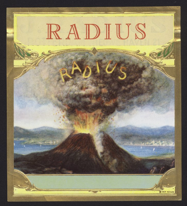 Radius, vulkan i udbrud (chromolitho) af American School