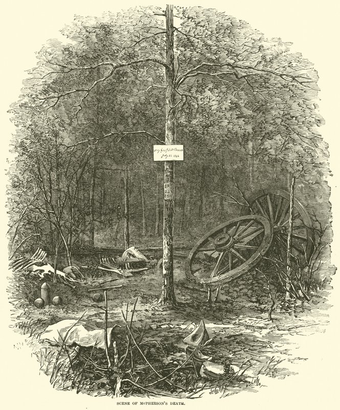 Scene af McPhersons død, juli 1864 af American School