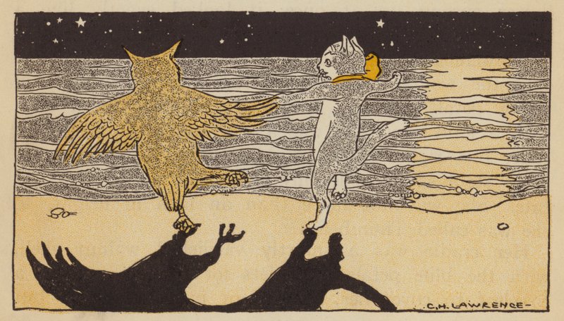 Uglen og Pussycat (farve litho) af American School