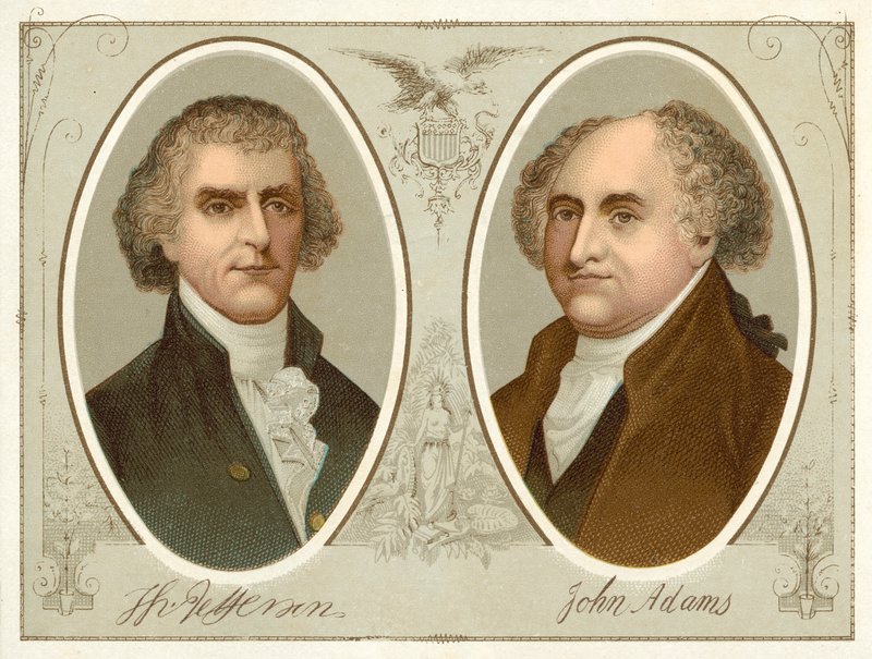 Thomas Jefferson, John Adams (chromolitho) af American School