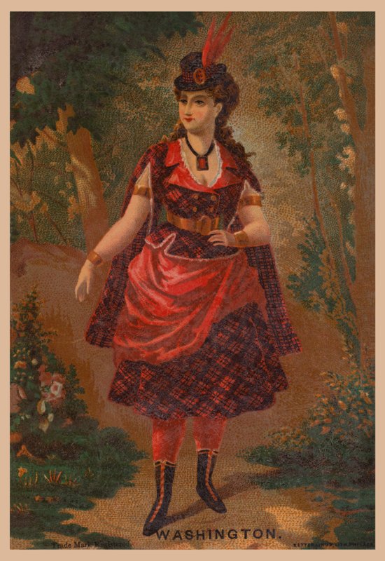 Kvinde i rødt (chromolitho) af American School