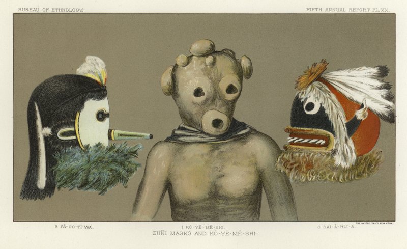 Zuni-masker og Co-Ye-in-Right af American School