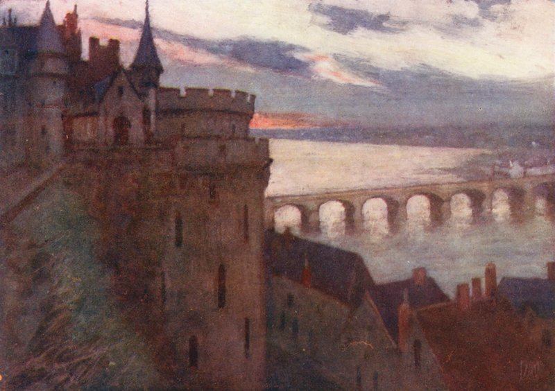 Amboise fra terrassen (farvelitografi) af Amy B. Atkinson