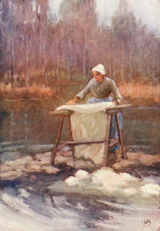 Au Lavoir (farvelitografi) af Amy B. Atkinson
