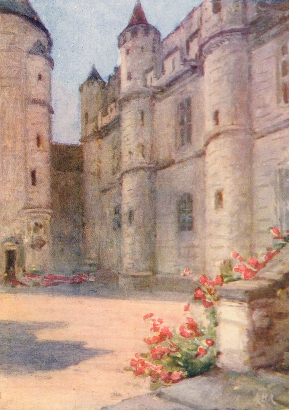 Chateau Royal, Loches (farvelitografi) af Amy B. Atkinson