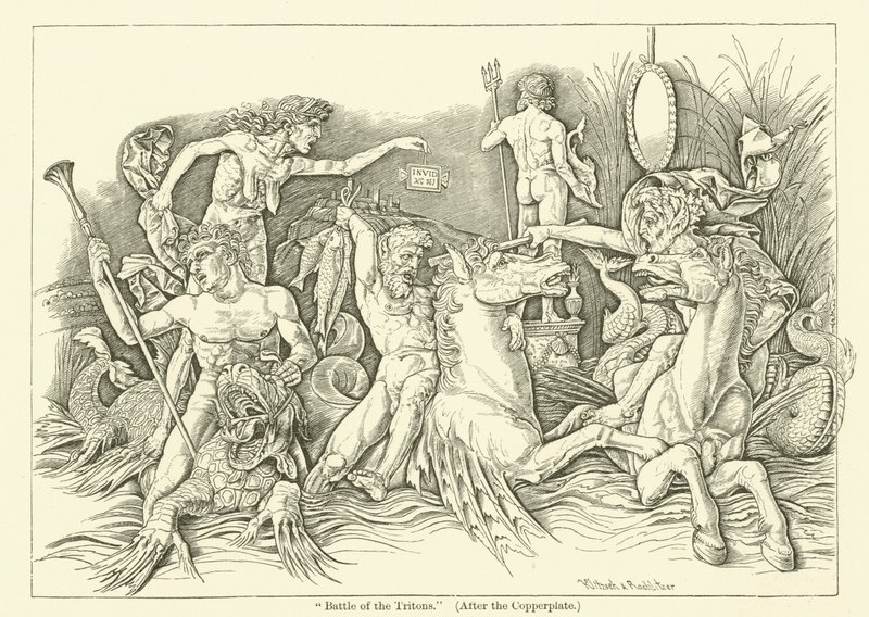 Battle of the Tritons (gravering) af Andrea (after) Mantegna