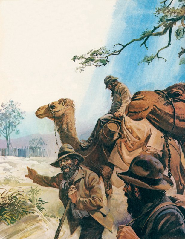 Burke og Wills (farvelitografi) af Andrew Howat
