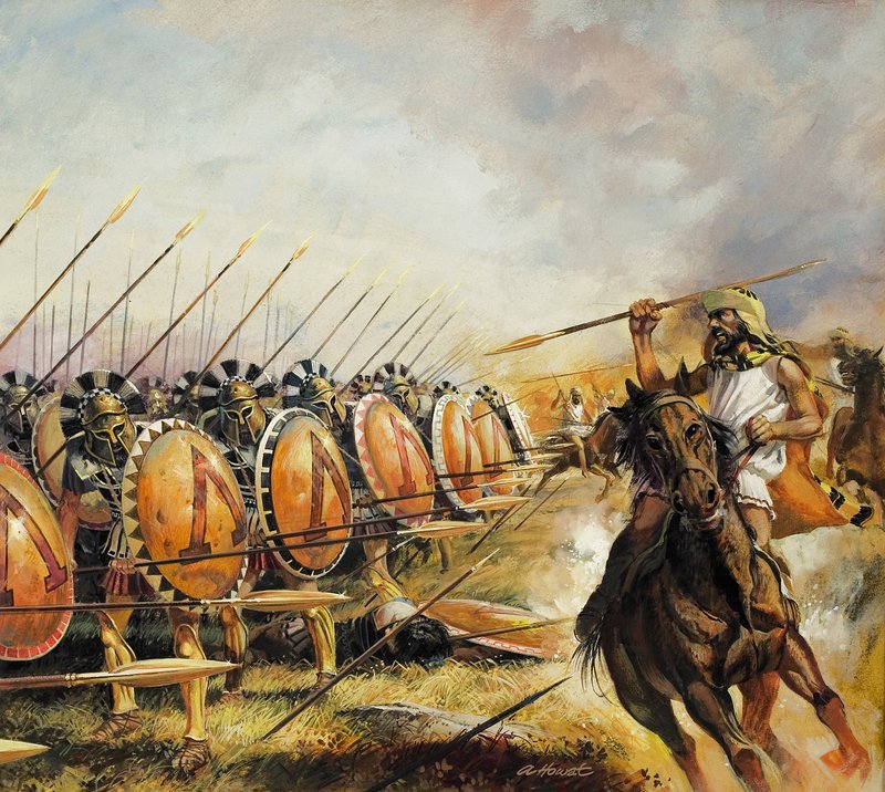 Spartansk hær (gouache på papir) af Andrew Howat