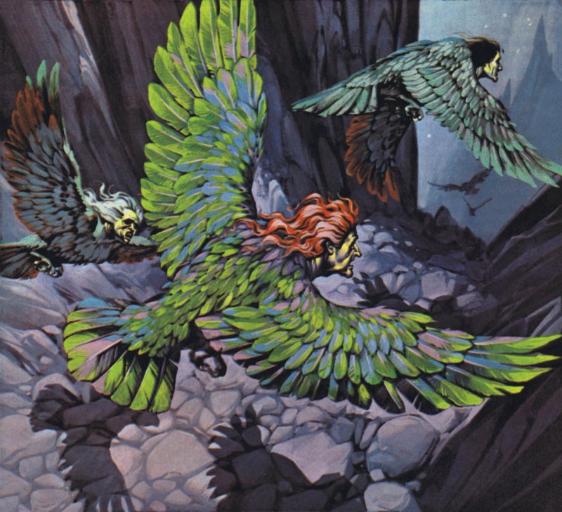 Harpier (farvelitografi) af Angus McBride