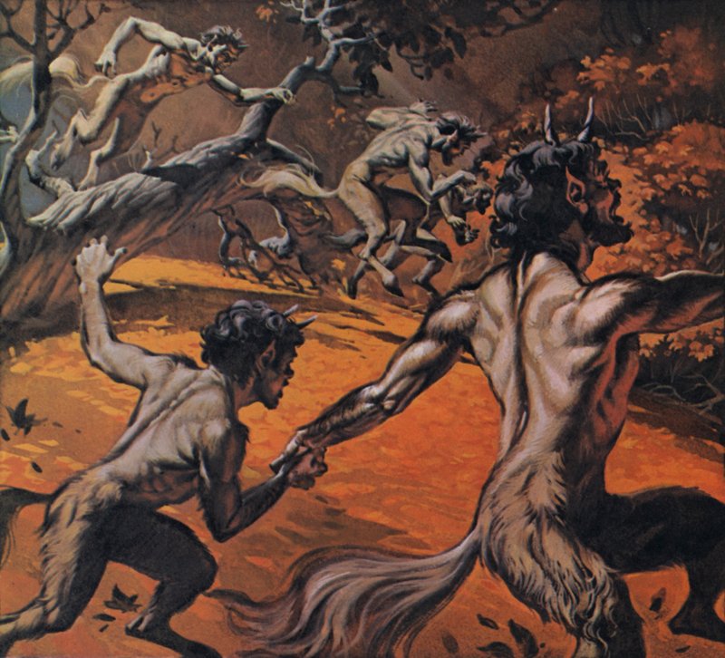 Satyrer (farvelitografi) af Angus McBride