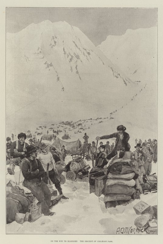 På vej til Klondike, nedstigningen af Chilkoot Pass af Arthur David McCormick