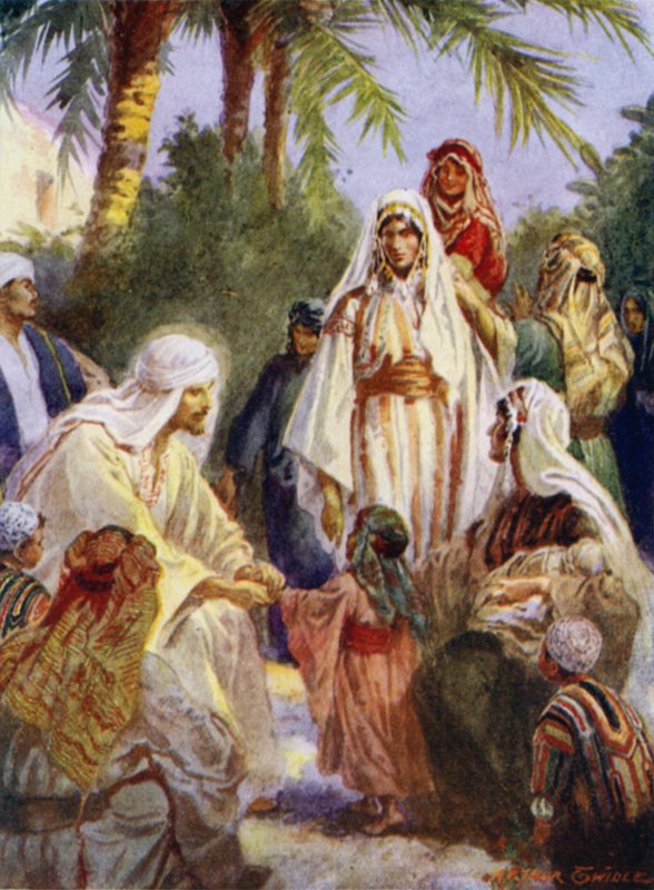 Jesus og børnene (farve litho) af Arthur Twidle