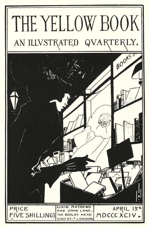 Design til forsiden af The Yellow Book-prospektet af Aubrey Beardsley