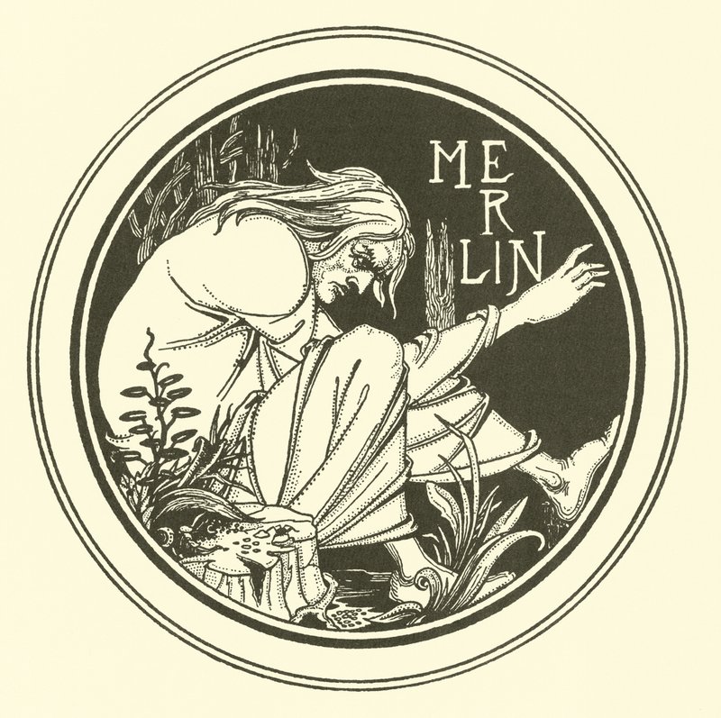 Merlin (litografi) af Aubrey (after) Beardsley
