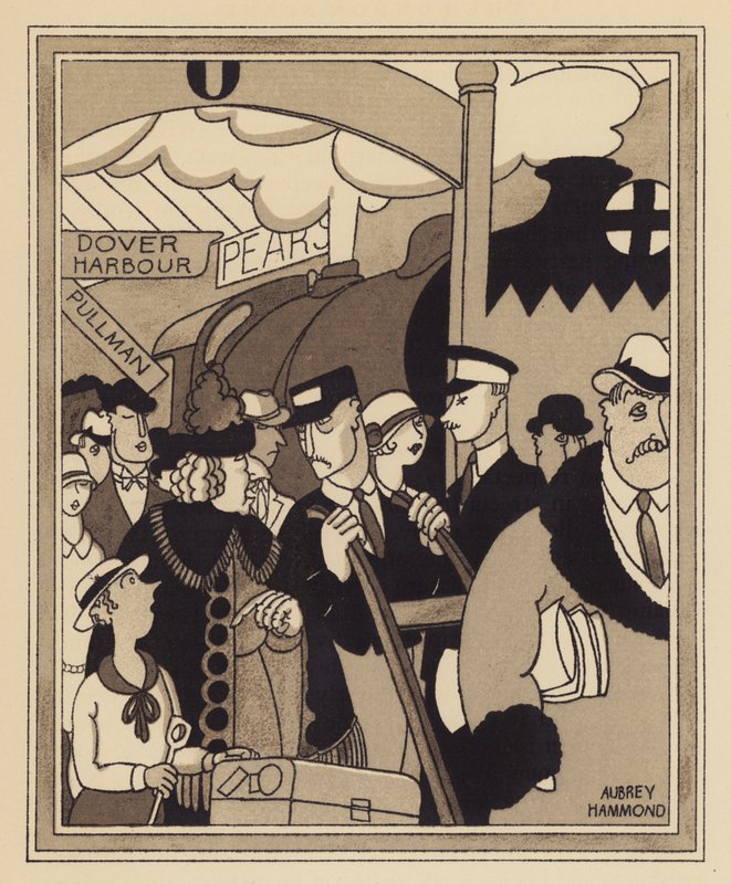 En jernbaneterminal i London (litho) af Aubrey Hammond