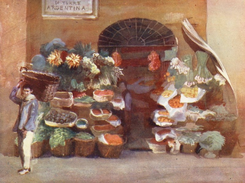Rom: Fruiterer (farvelitografi) af Aubrey Waterfield