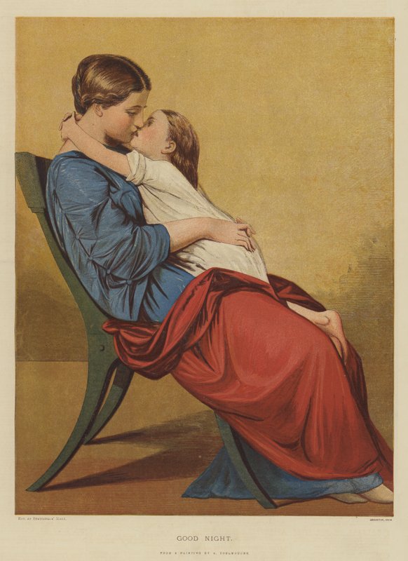Godnat (chromolitho) af Auguste Toulmouche