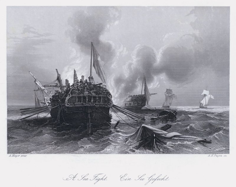 En havkamp (gravering) af Auguste Etienne Francois Mayer
