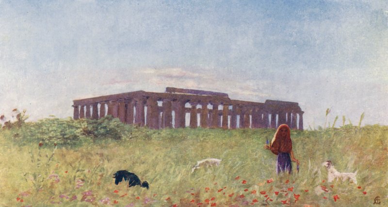 Basilikaen i Paestum (farvelitografi) af Augustine Fitzgerald