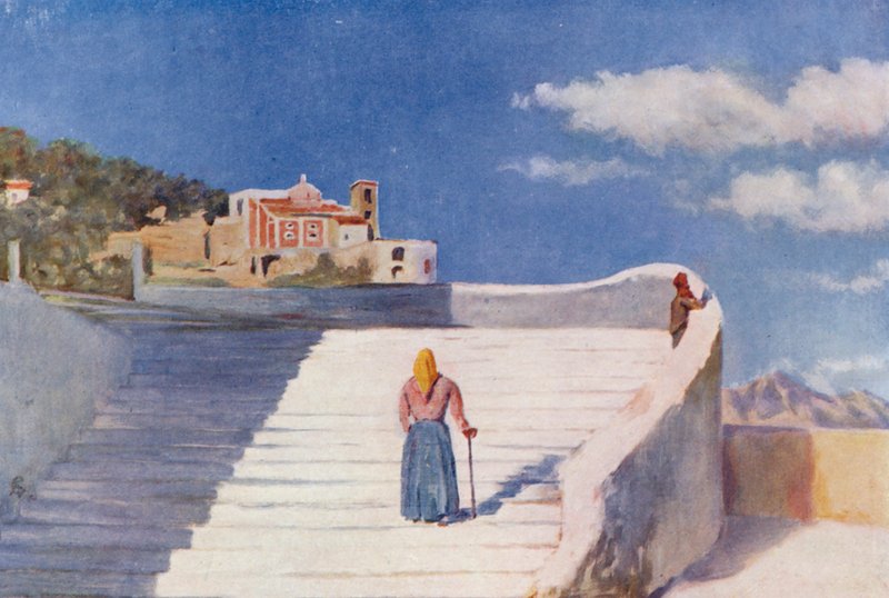 Gaden i Atrani (farvelitografi) af Augustine Fitzgerald