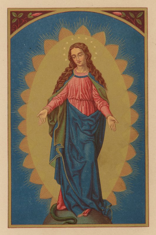 B Mary, ubesmittet jomfru (chromolith) af Austrian School