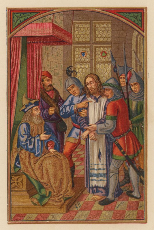 Herodes håner Herren (chromolith) af Austrian School