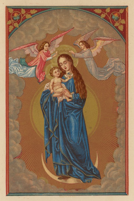 Jesusbarnet viser en blomst (chromolith) af Austrian School