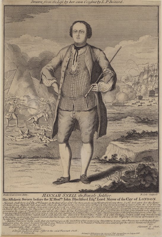 Hannah Snell, den kvindelige soldat (gravering) af B. Cole