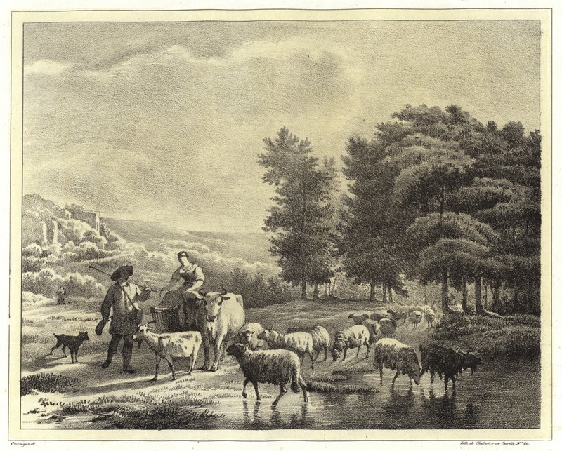 Landskab med hyrder og dyr af Balthasar Paul Ommeganck