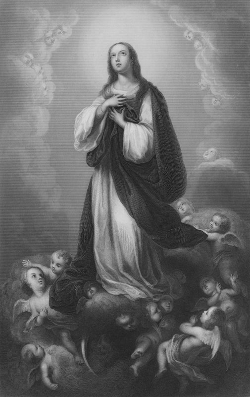 Tilbedelse (gravering) af Bartolome Esteban (after) Murillo