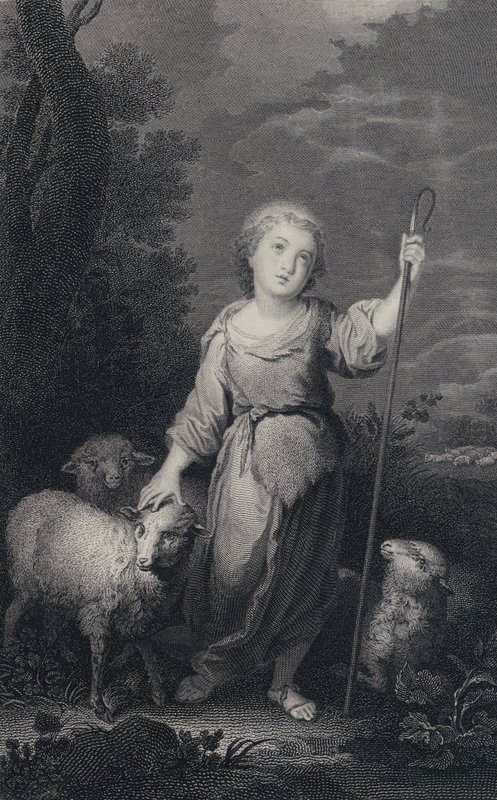 Den gode hyrde (gravering) af Bartolome Esteban (after) Murillo