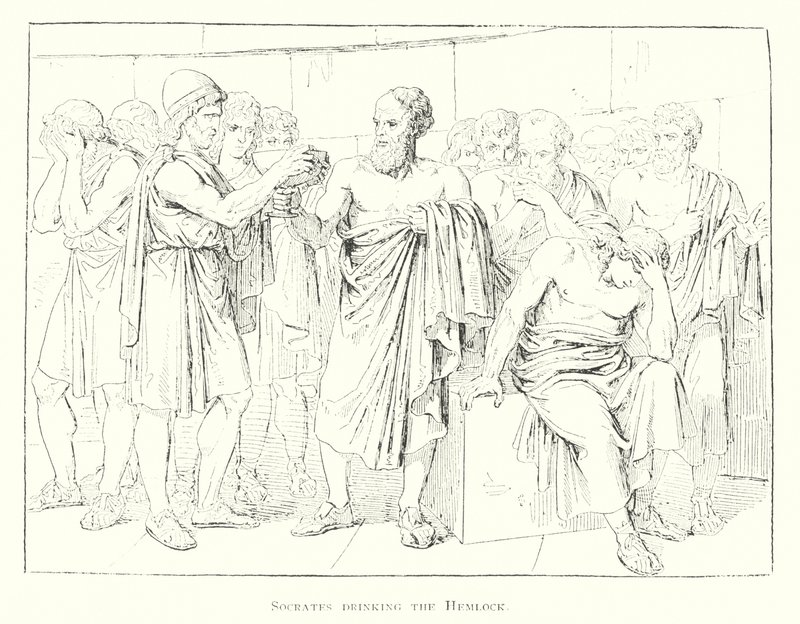 Sokrates drikker skarntyde (litografi) af Bartolomeo Pinelli