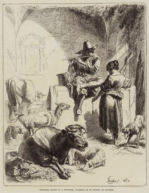 Hyrde siddende ved et springvand af Benjamin Herring