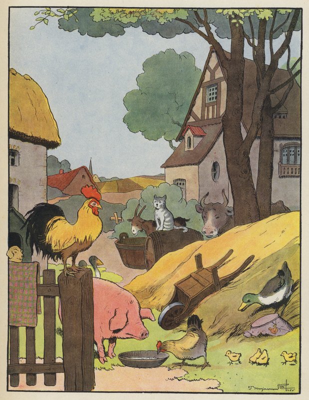 Dyr i en gård af Benjamin Rabier