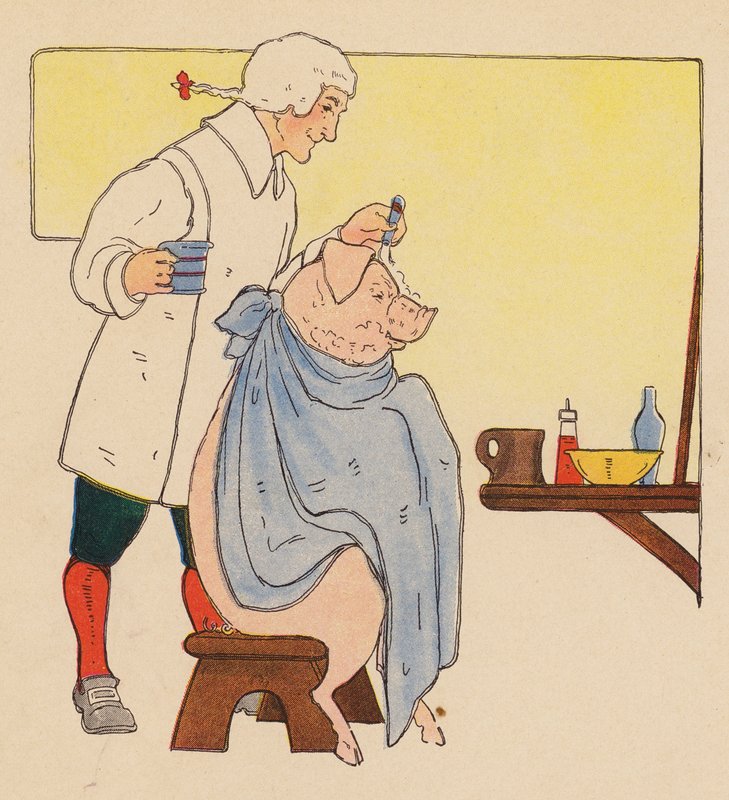 Børnerim: Barber (farvelitografi) af Blanche Fisher Wright