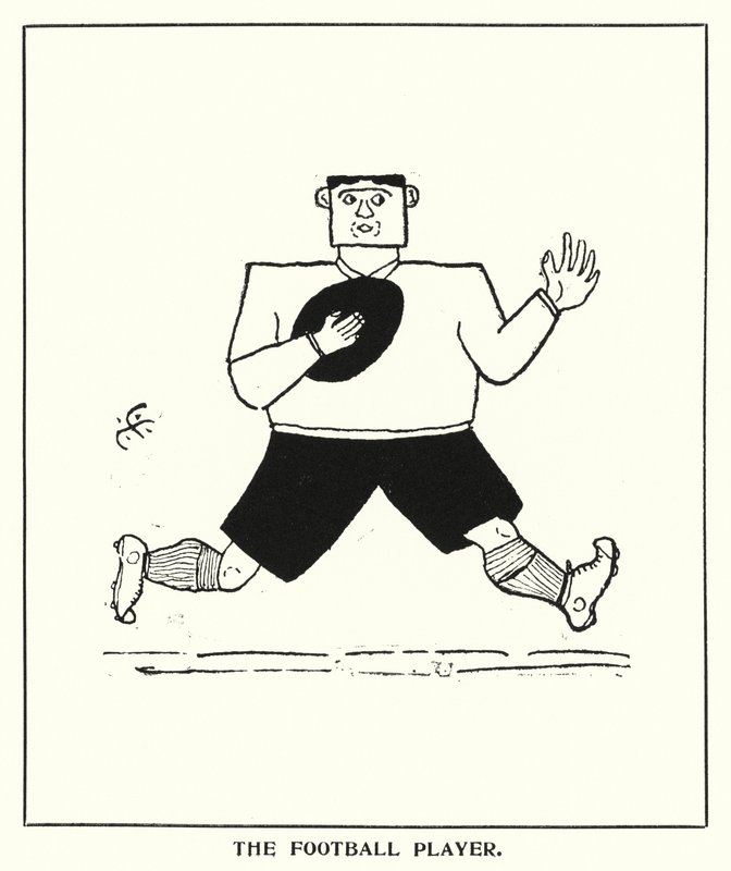 Oxford Quips: The Football Player (litho) af Bohun Lynch