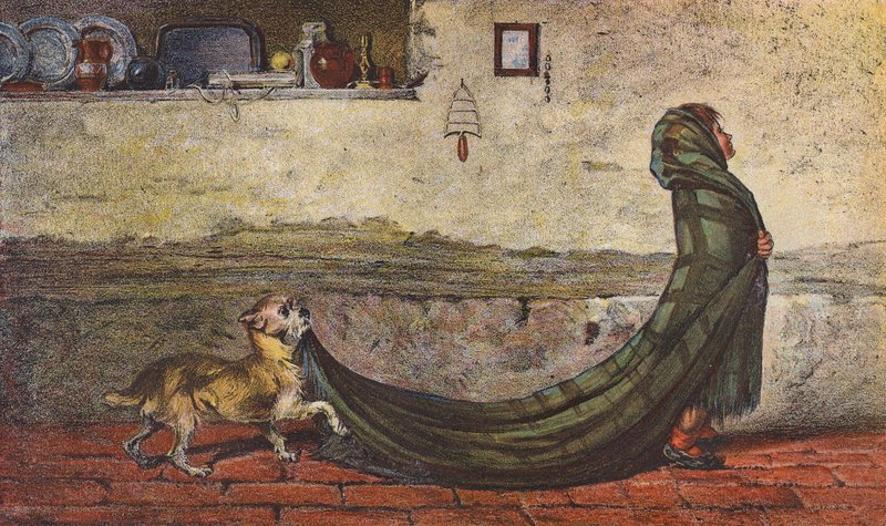 The Train Bearer (farvelitografi) af Briton (after) Riviere