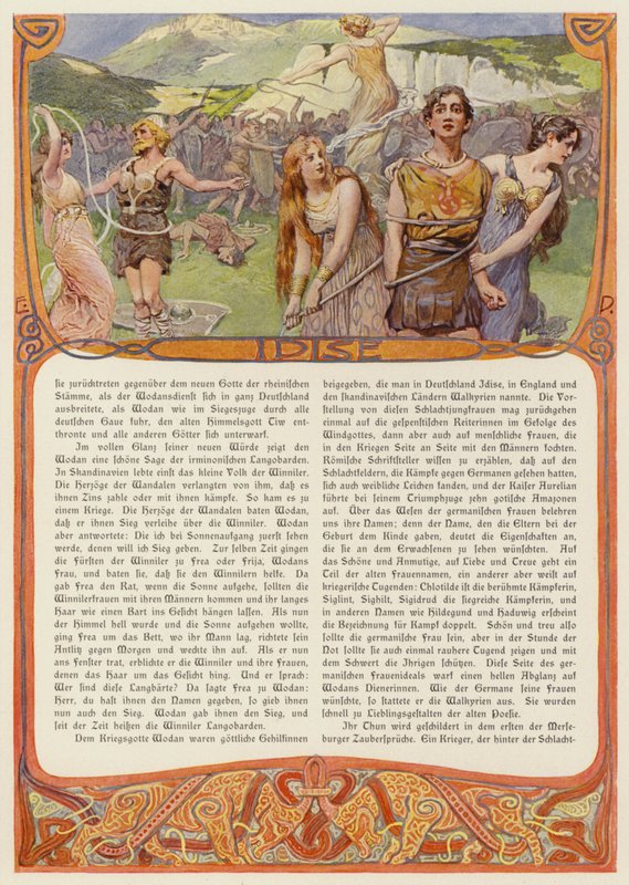 Idis, germansk gudinde (farve litho) af Carl Emil Doepler